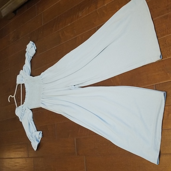 Blue Buttercup Light Blue Longsleeve Square Neck Jumpsuit - Picture 7 of 14